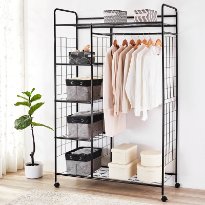 mobile clothes rack with shelves 616